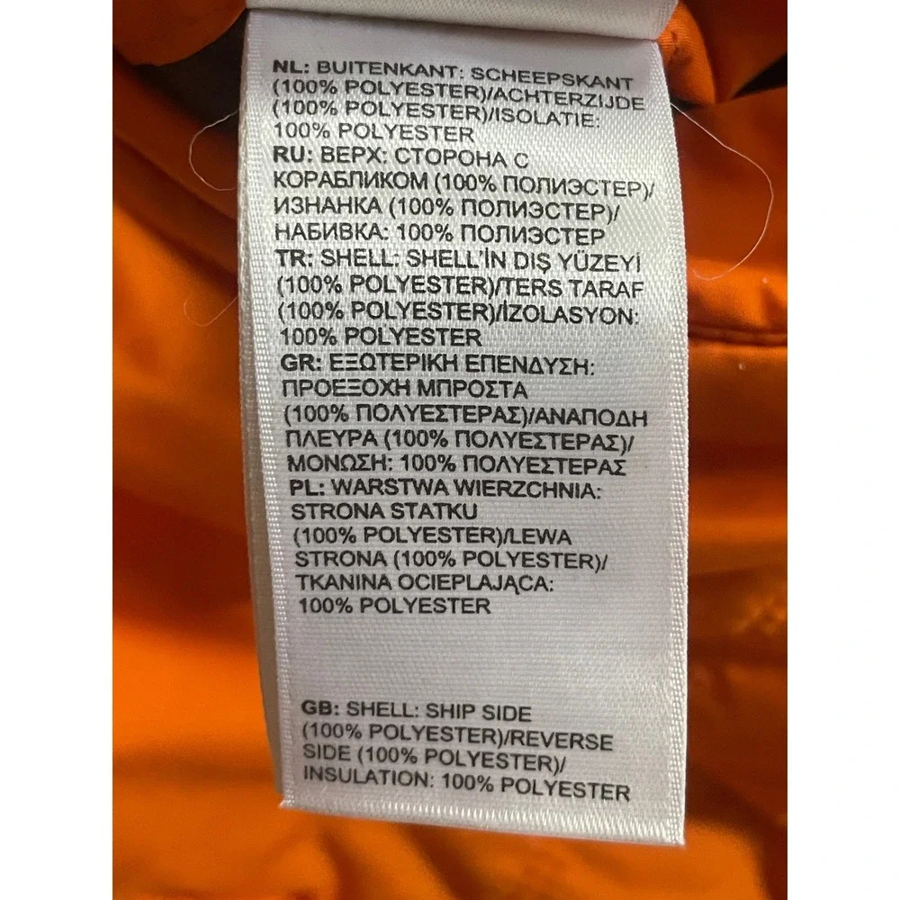 The North Face Boys Large Reversible Puffer Jacket Orange Blue Hooded Coat